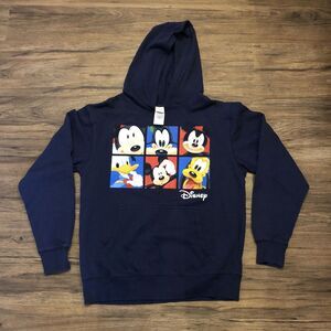 Disney Women Small Blue Mickey Mouse, Donald And Pluto Hoodie